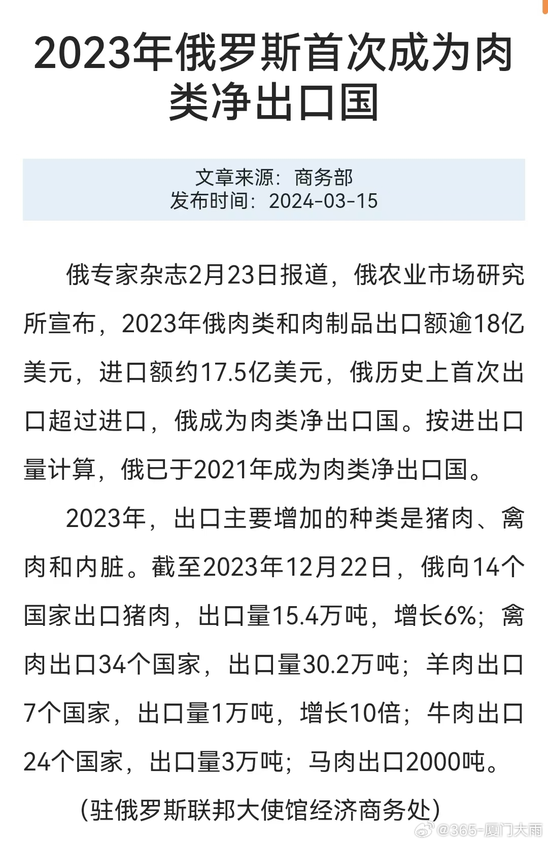最新俄罗斯肉类进口种类概览