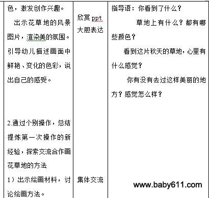 小班美术教案，草地的色彩与形态